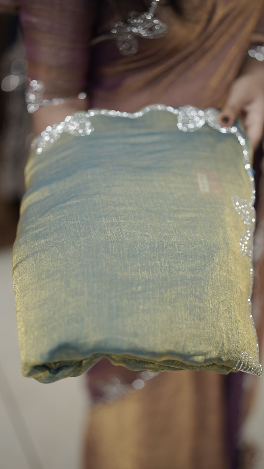 VELVET ORGANZA SAREE M618 - Image 5