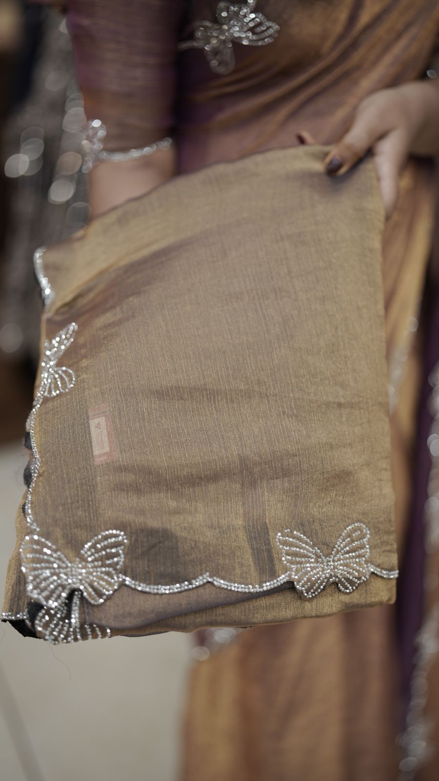 VELVET ORGANZA SAREE M618 - Image 4