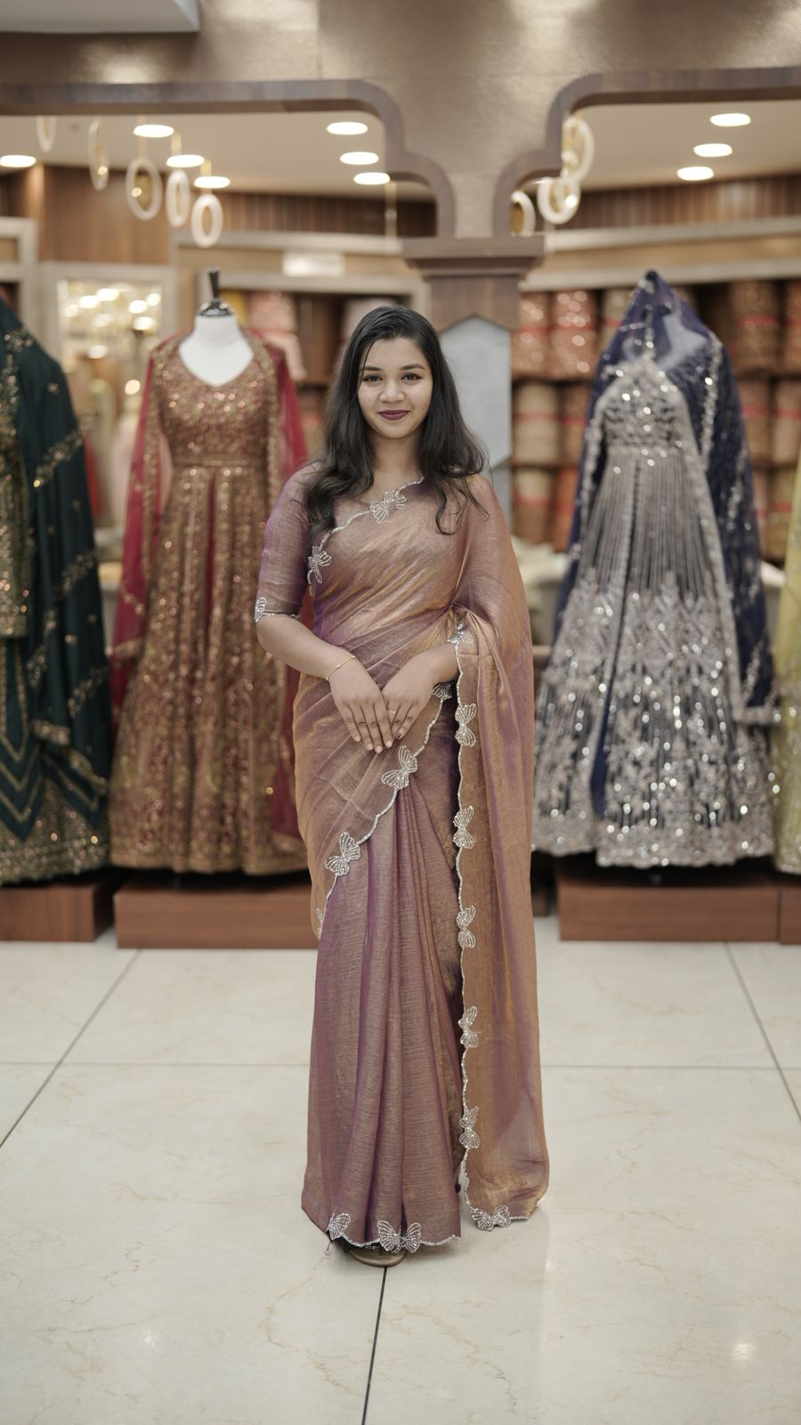 VELVET ORGANZA SAREE M618 - Image 6