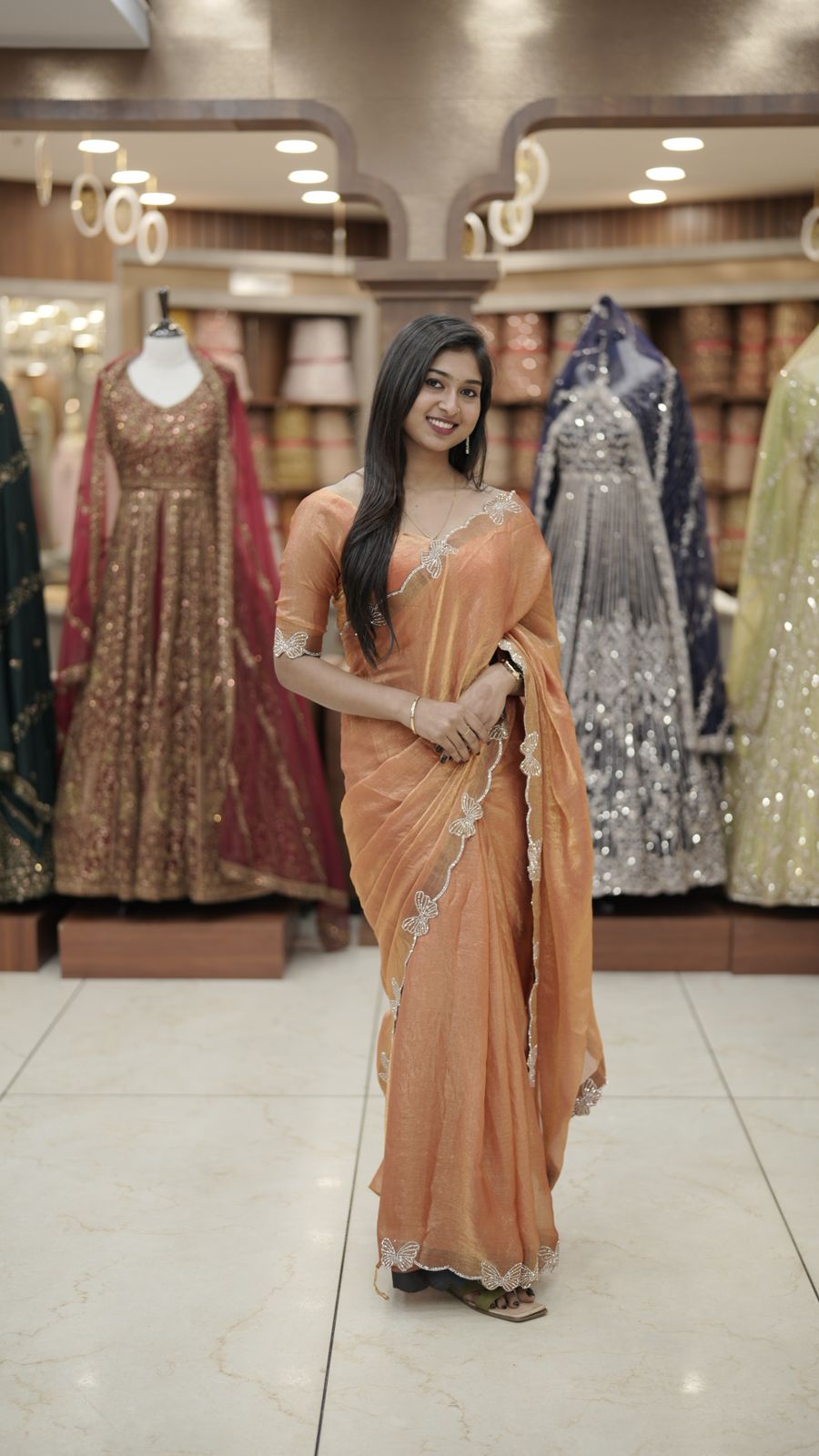 VELVET ORGANZA SAREE M618 - Image 7