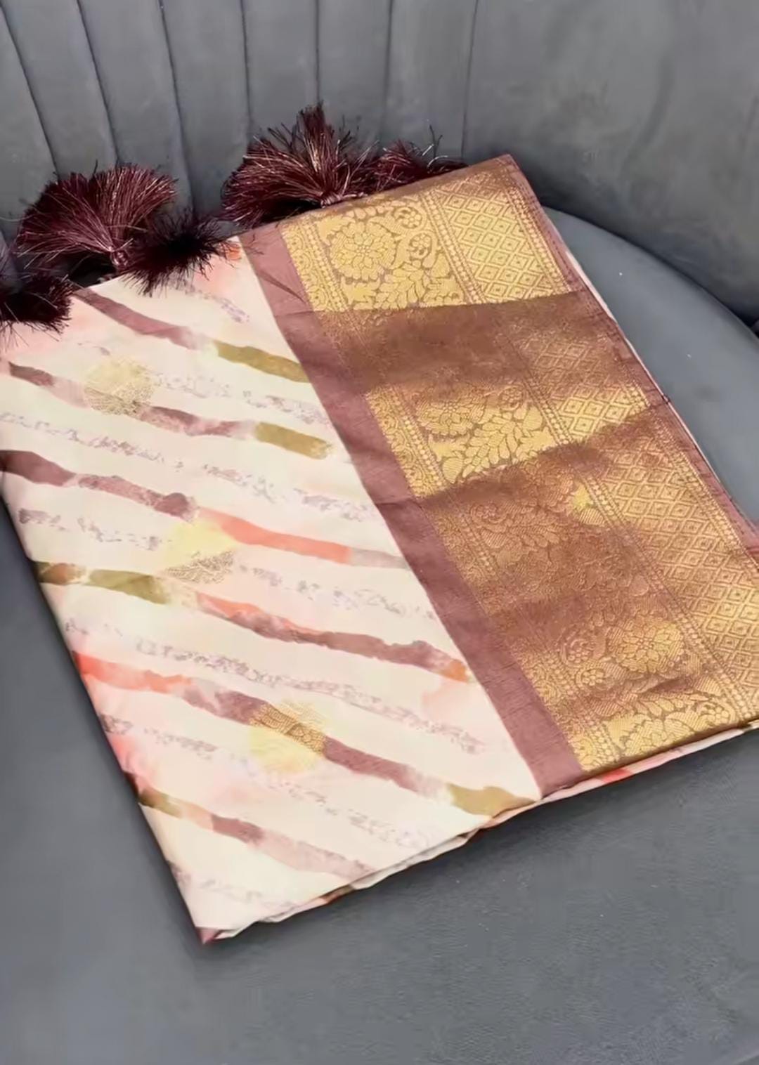 FLORAL PRINT SAREE M672 - Image 5