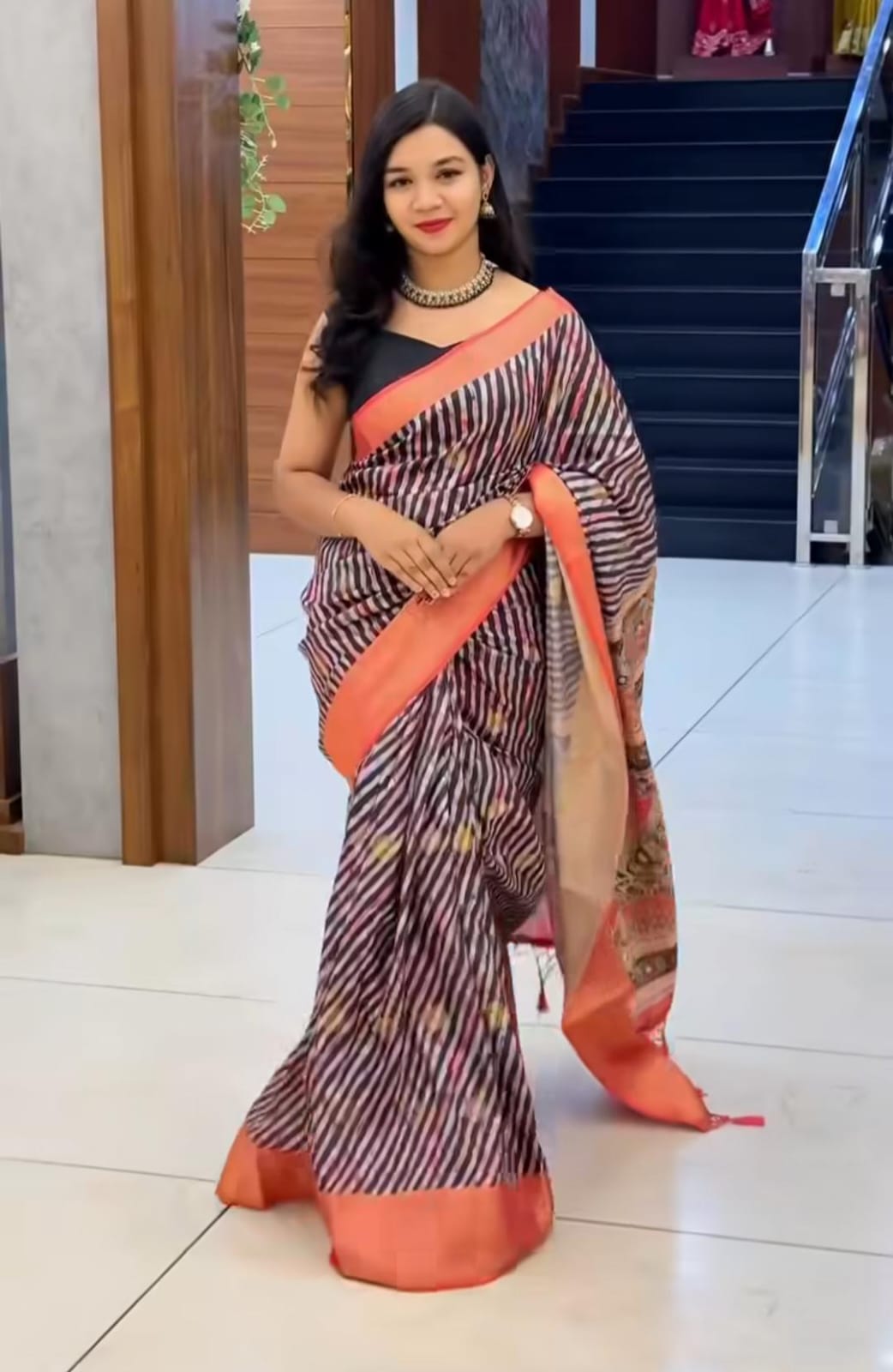 FLORAL PRINT SAREE M672