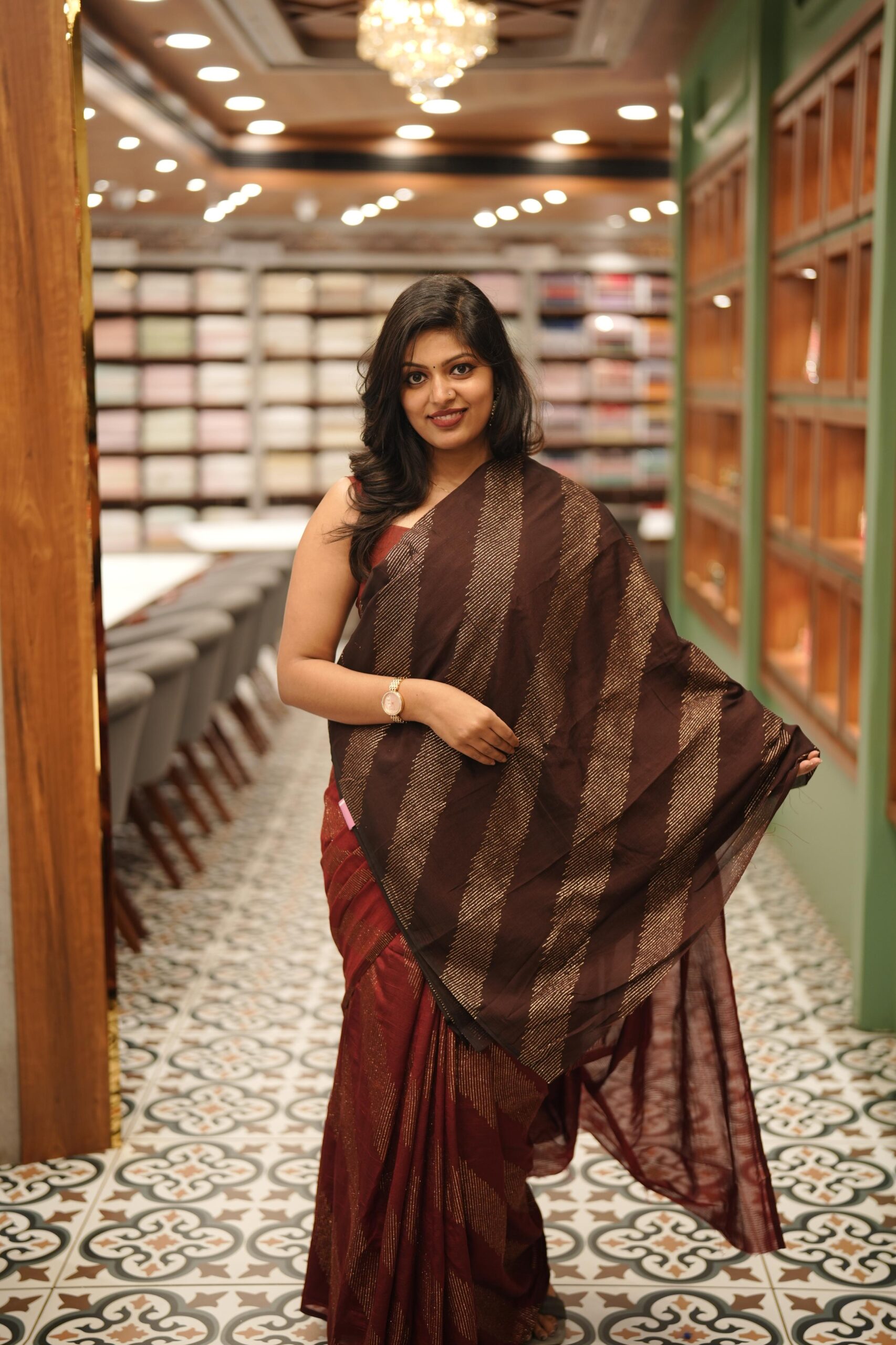 GLITTER BATHARI SAREE M990 - Image 4