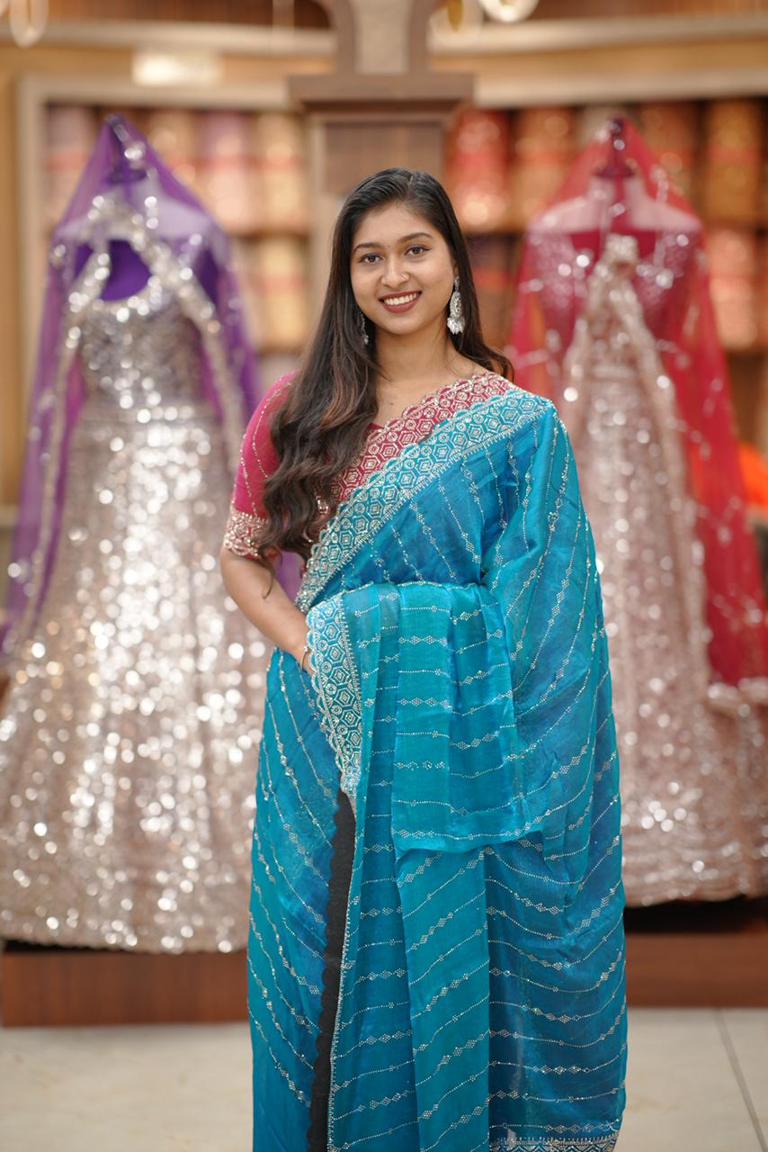SHIMMER ORGANZA SAREE M994 - Image 2
