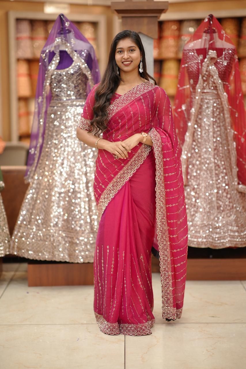 SHIMMER ORGANZA SAREE M994 - Image 6