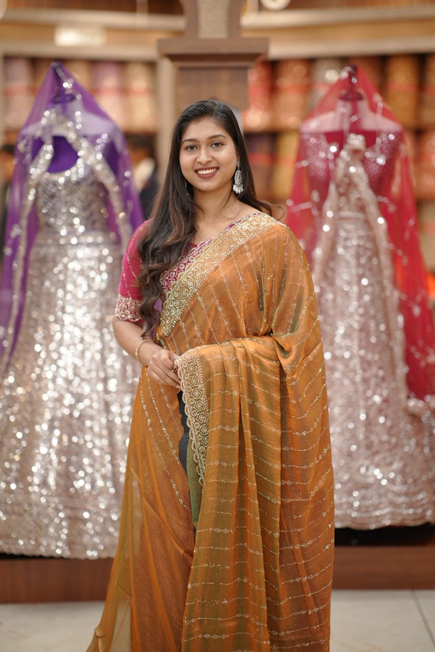 SHIMMER ORGANZA SAREE M994 - Image 4