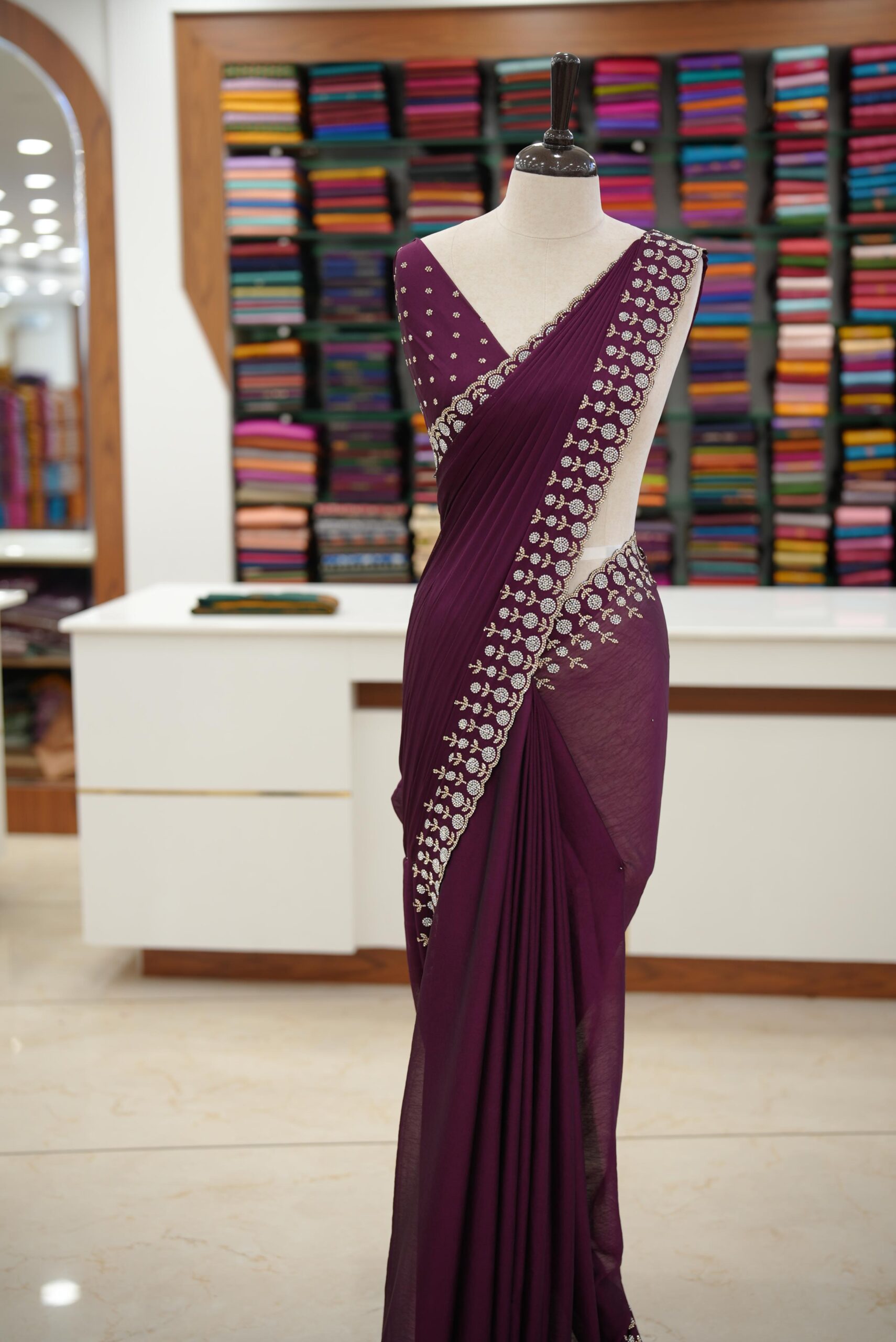 SATIN FANCY SAREE M1016 - Image 6