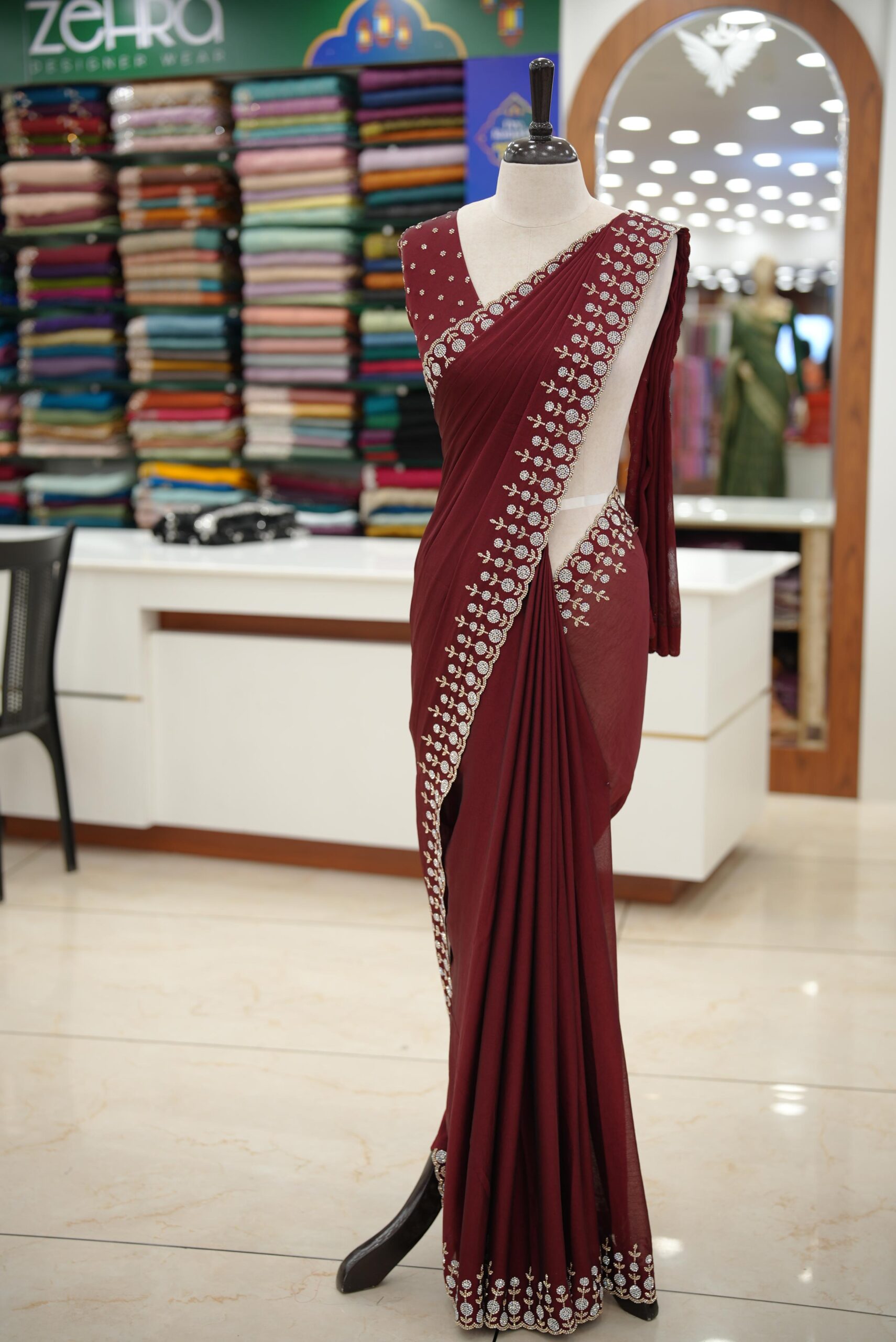 SATIN FANCY SAREE M1016 - Image 2