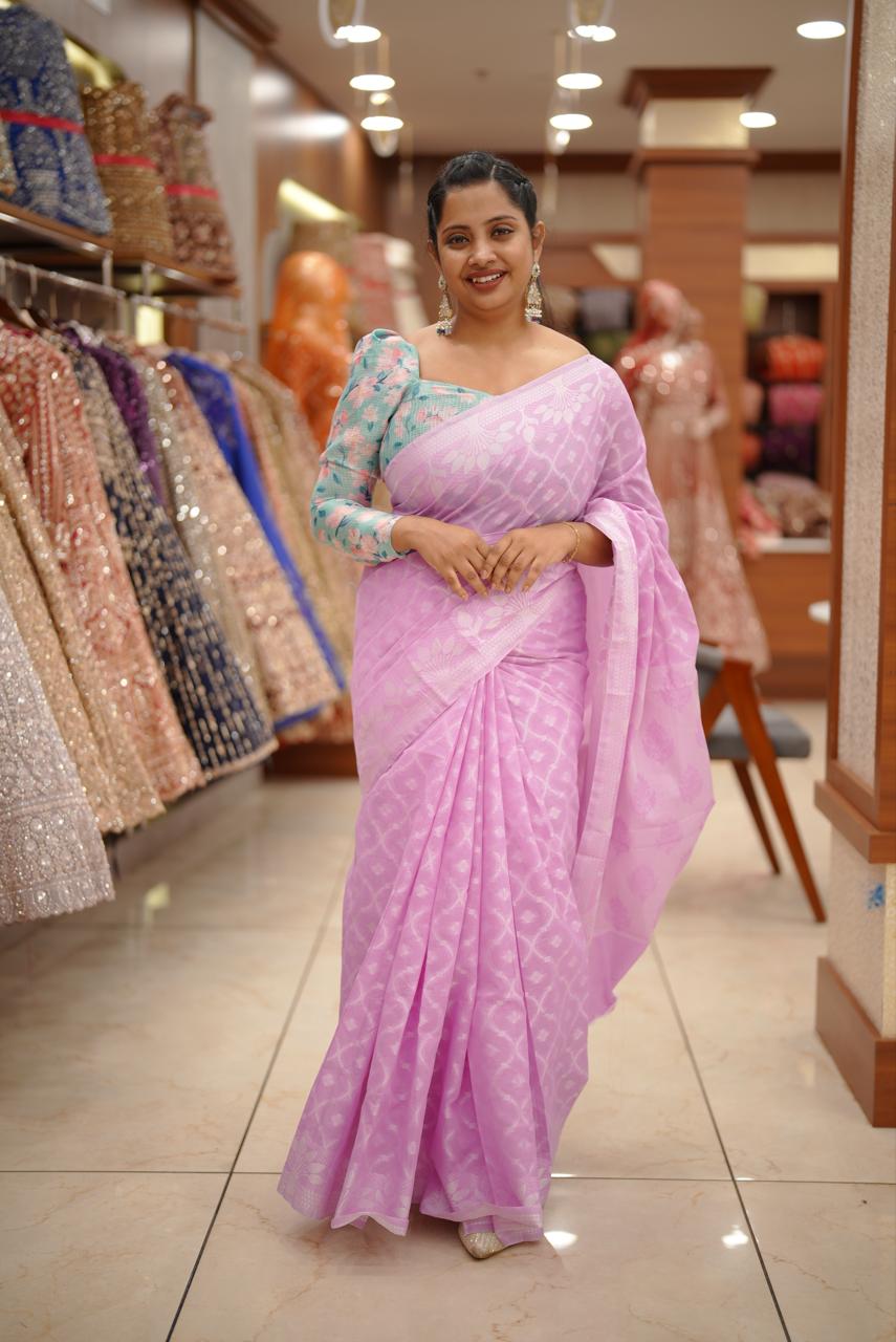NET COTTA SAREE M1185 - Image 7