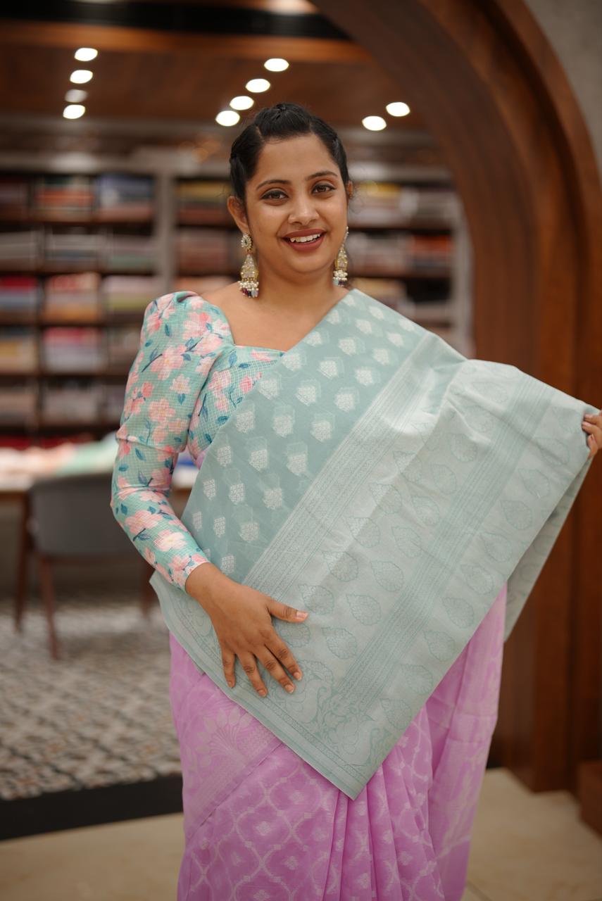 NET COTTA SAREE M1185 - Image 6