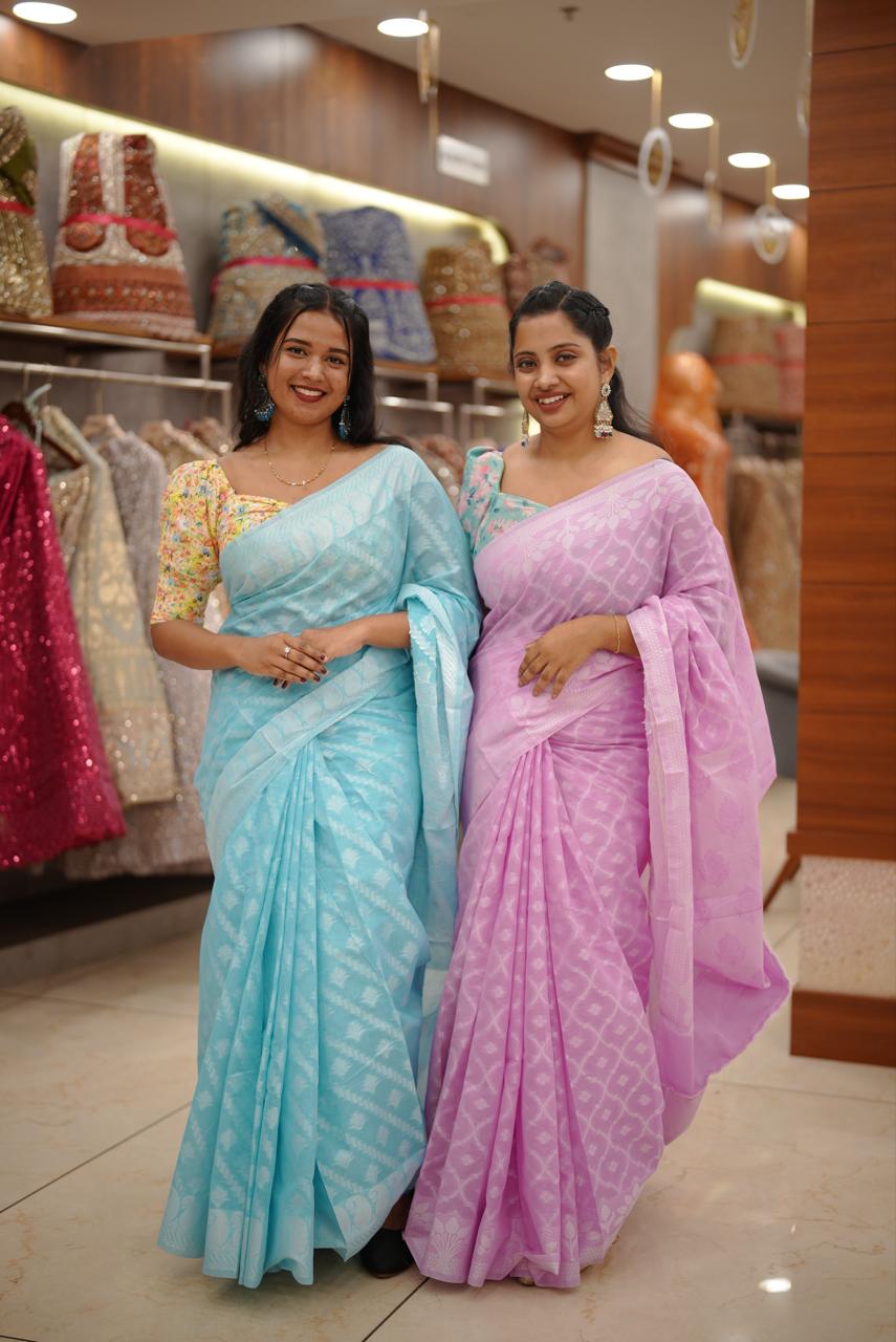 NET COTTA SAREE M1185 - Image 3