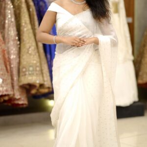 WHITE SAREE M1257