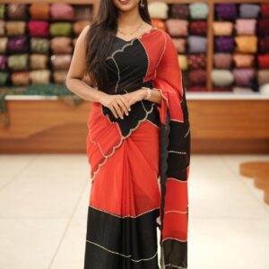 RED & BLACK SAREE M1266