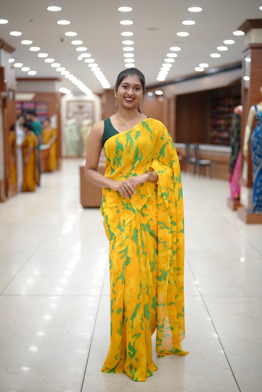 YELLOW GARDEN SAREE M1370