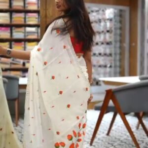 FANCY WHITE SAREE M1403