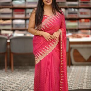 welvet Organzo Saree M1453