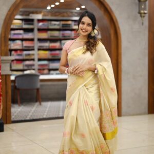 Pink Floral Tissue Saree M1472