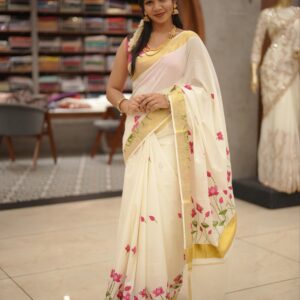 Cotton Floral Set Saree M1476