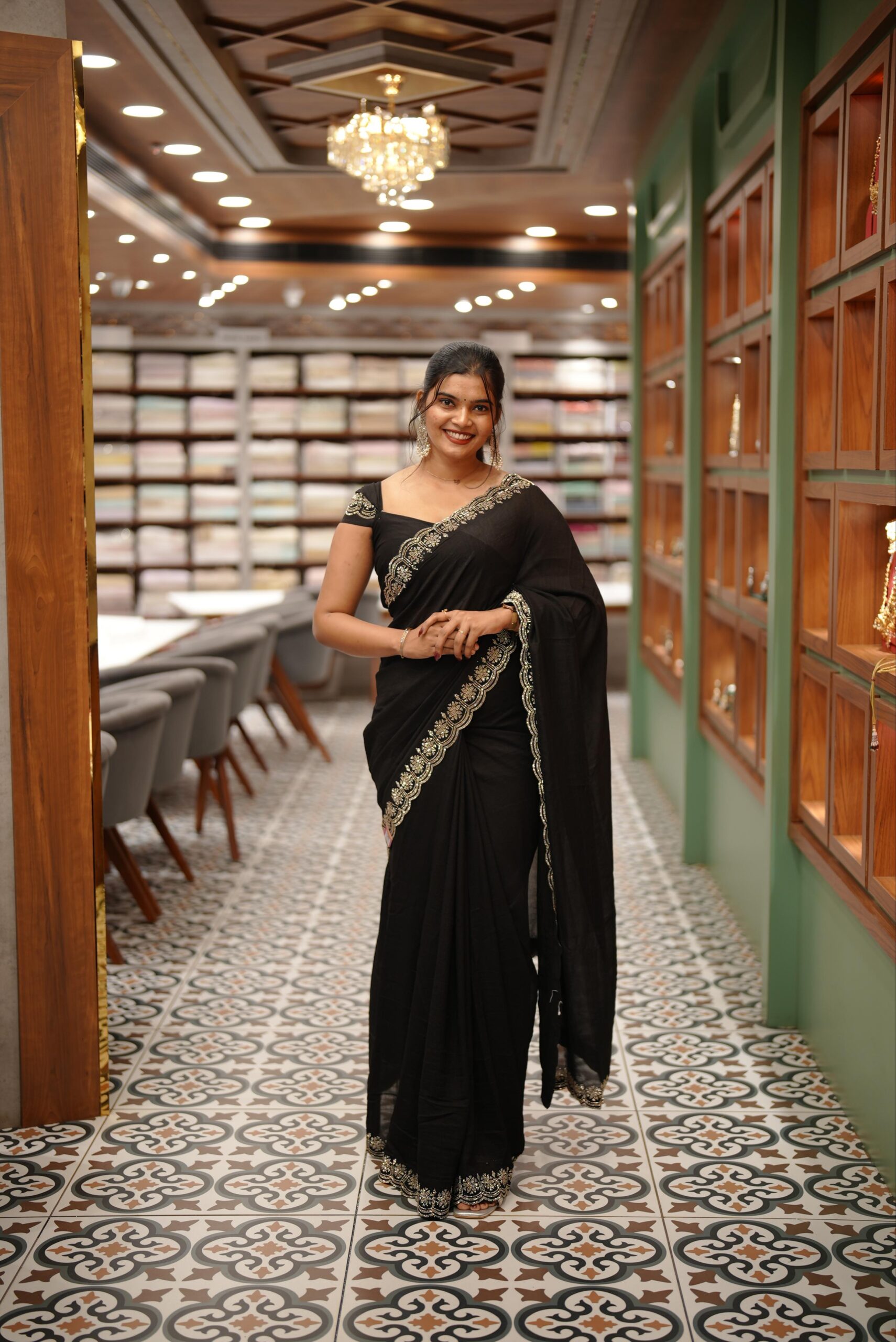 Black Fancy Saree M1502 - Image 3