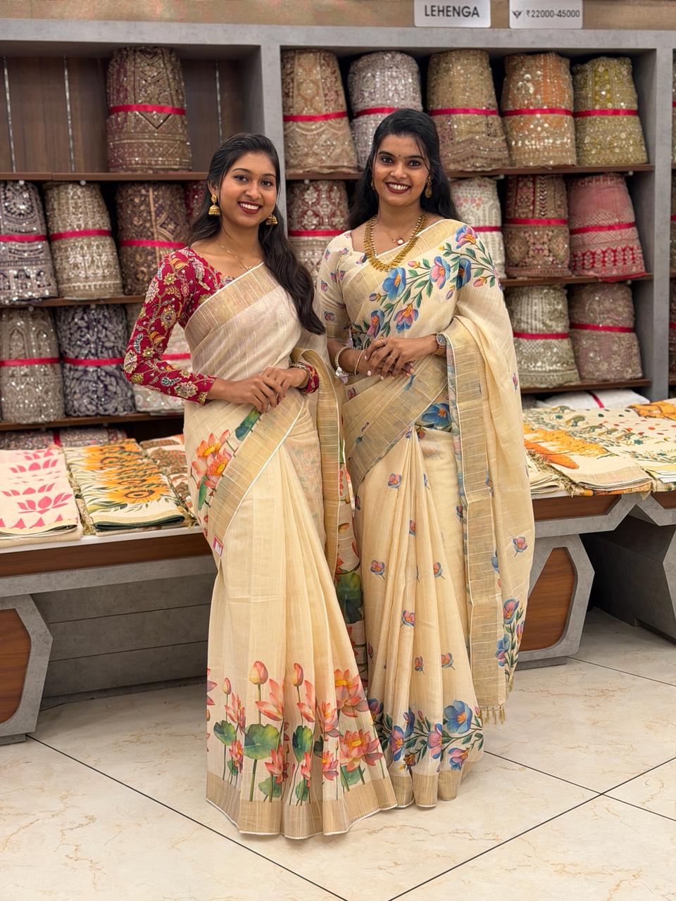 PREMIUM TISSUE PRINTED SAREES M1512 - Image 4