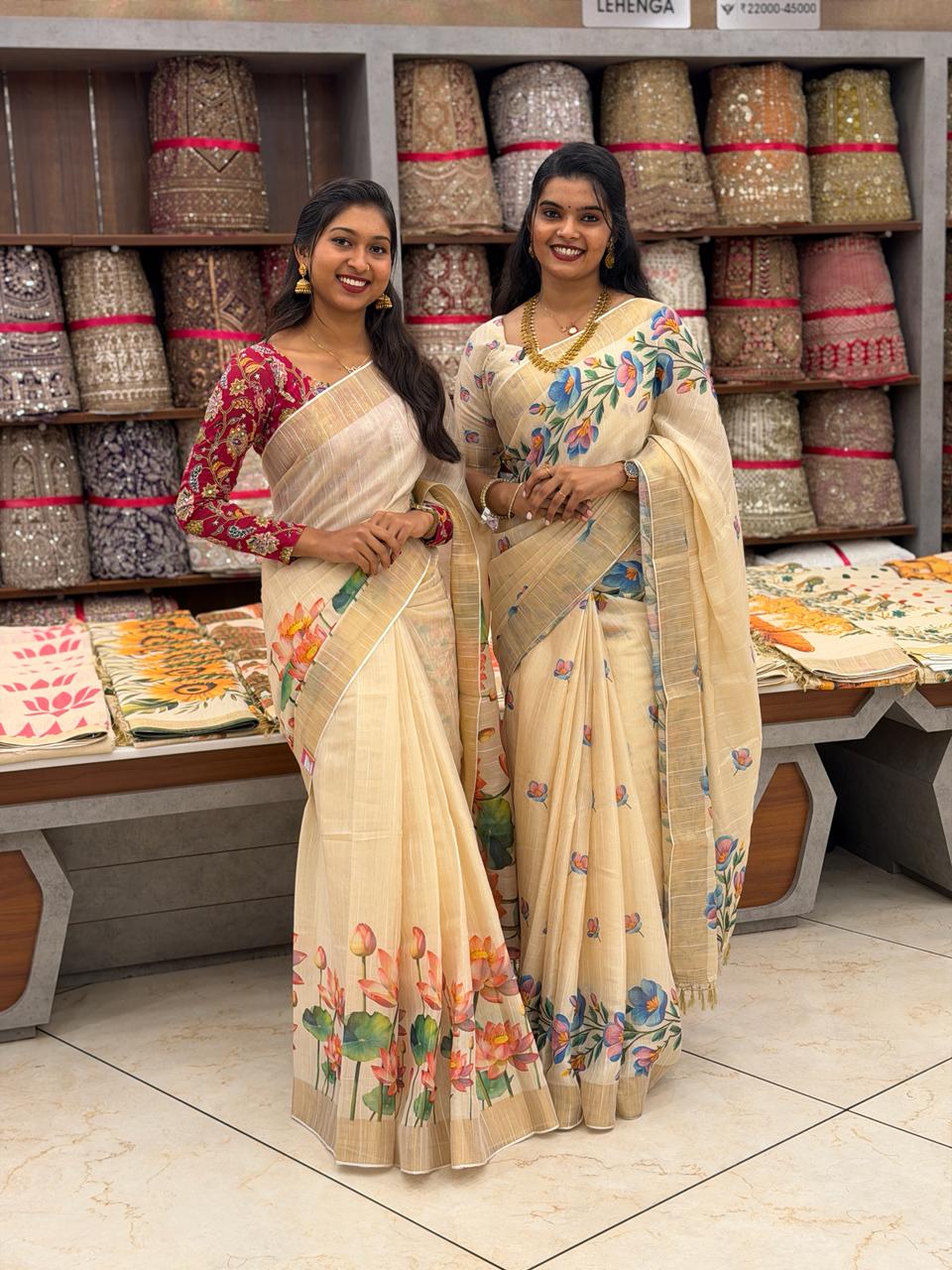 PREMIUM TISSUE PRINTED SAREES M1512 - Image 3