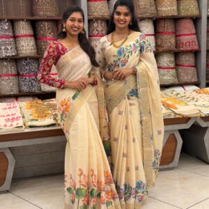 PREMIUM TISSUE PRINTED SAREES M1512