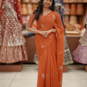 Crushed Organza Saree M1528