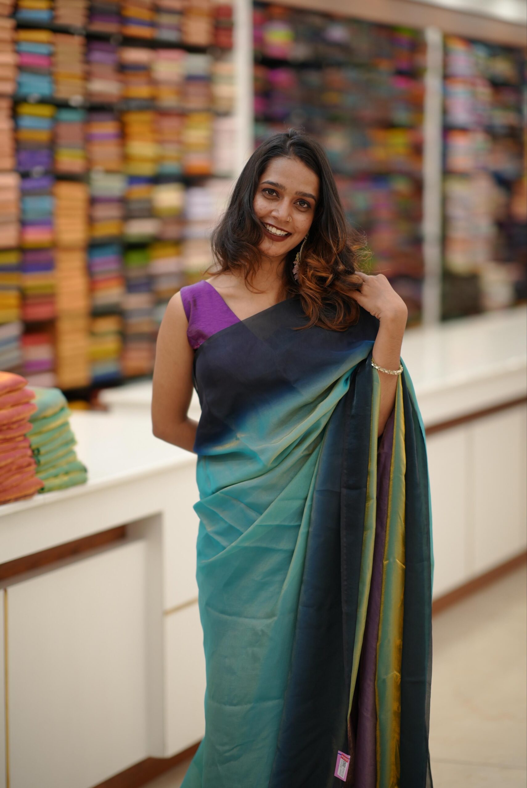 Velvet Organza Saree M1535 - Image 6