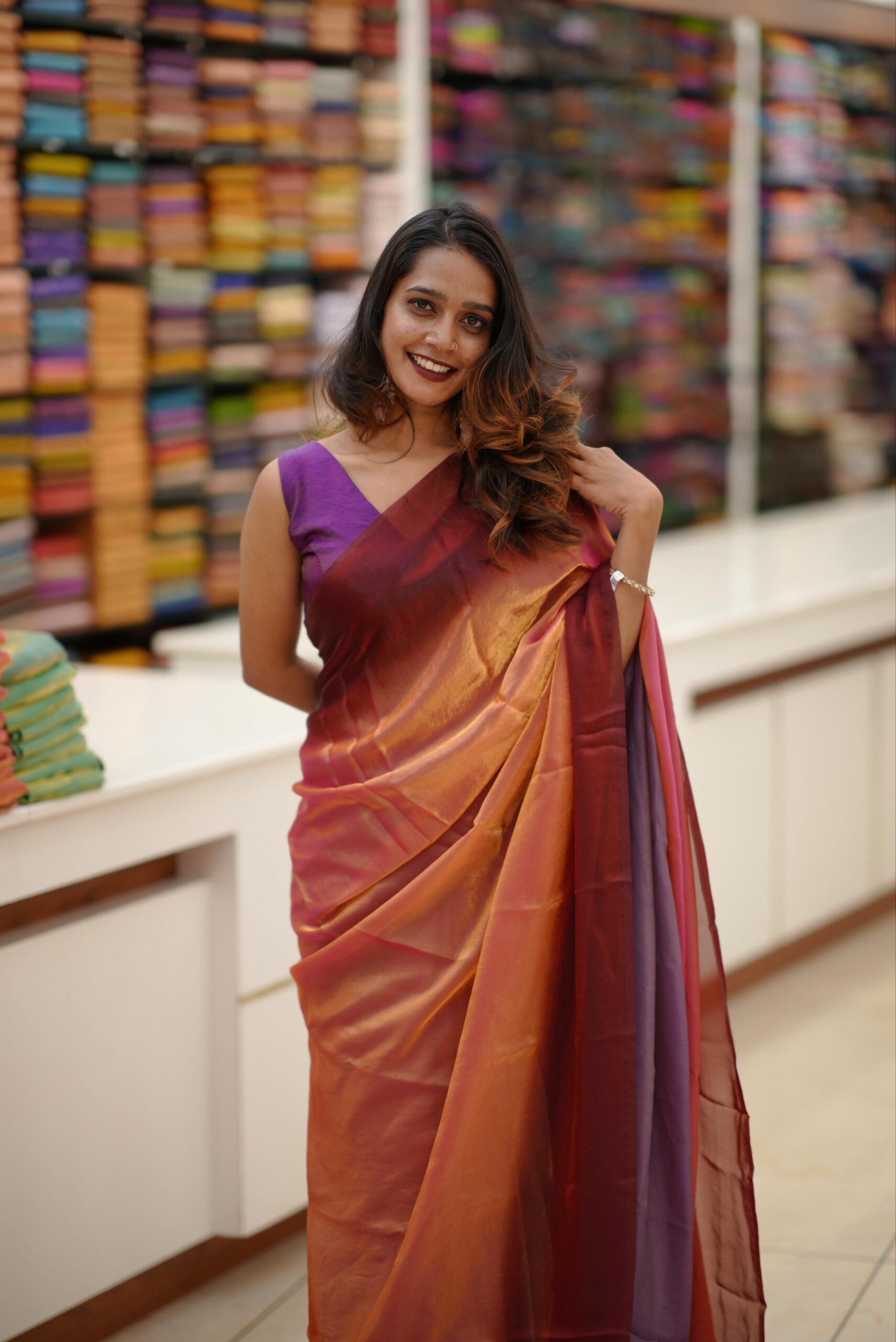Velvet Organza Saree M1535 - Image 3