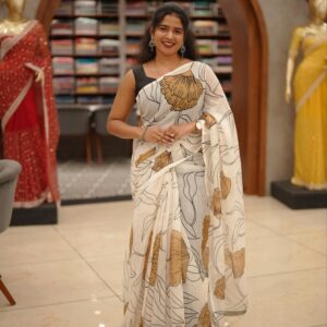 Semi Linen Fabric Saree M1453
