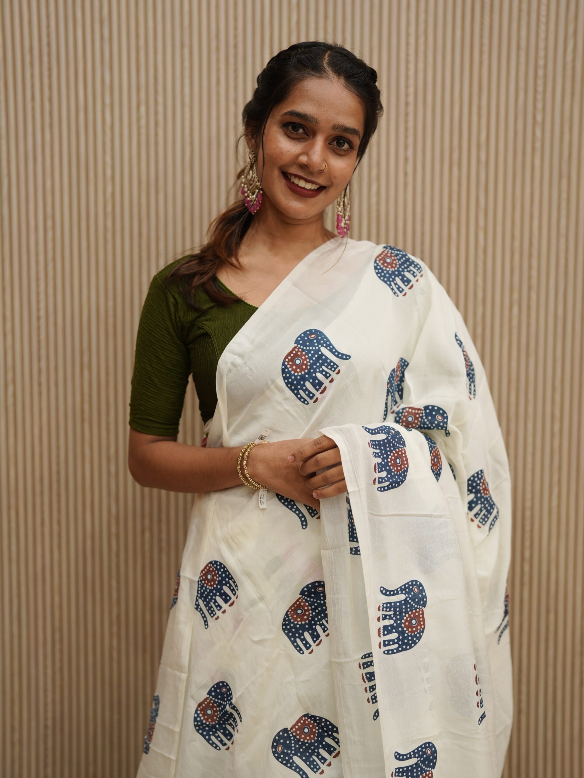 Rajastani Elephant Print Saree M1566 - Image 4