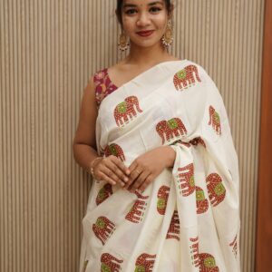 Rajastani Elephant Print Saree M1566