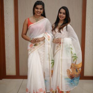 Semi Chanderi Lotus Saree M1593
