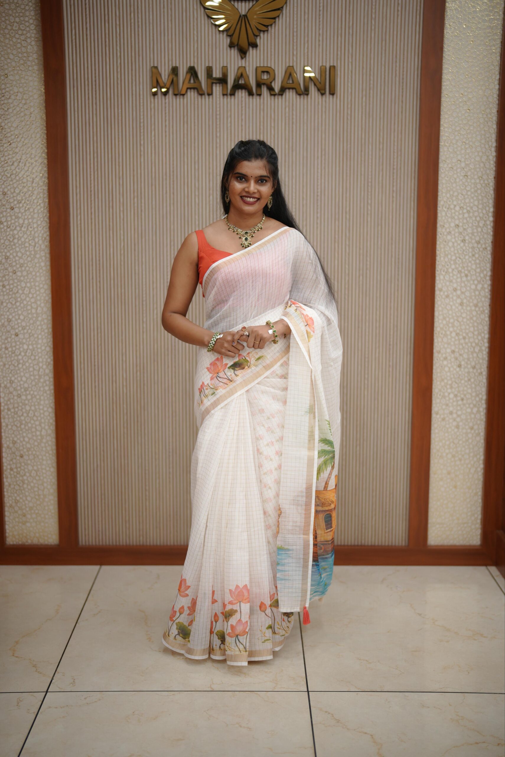 Semi Chanderi Lotus Saree M1593 - Image 3