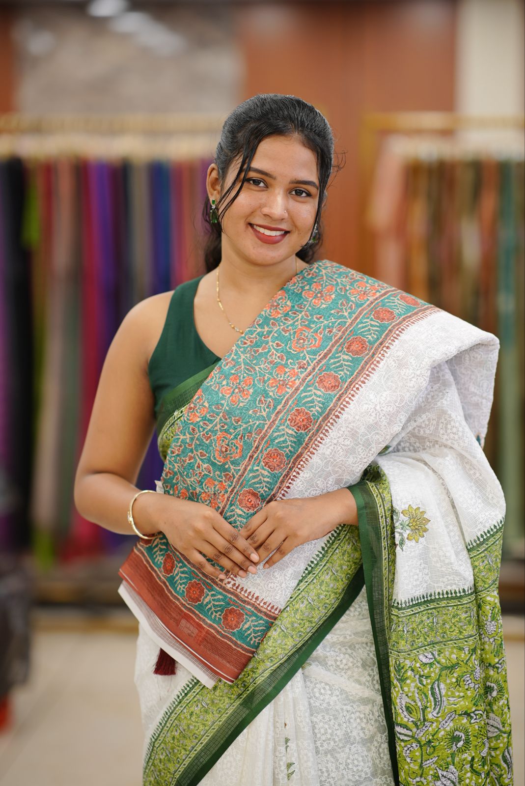 NET COTTA FULKARI SAREE M1695 - Image 4