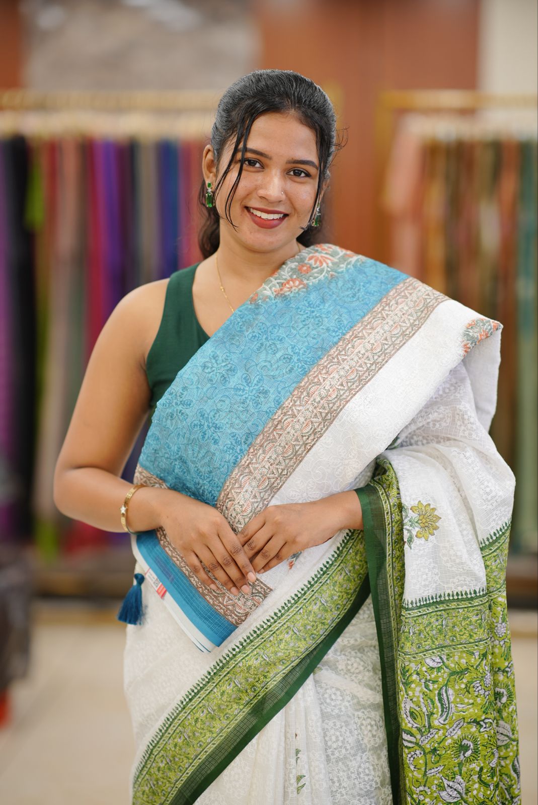 NET COTTA FULKARI SAREE M1695 - Image 3