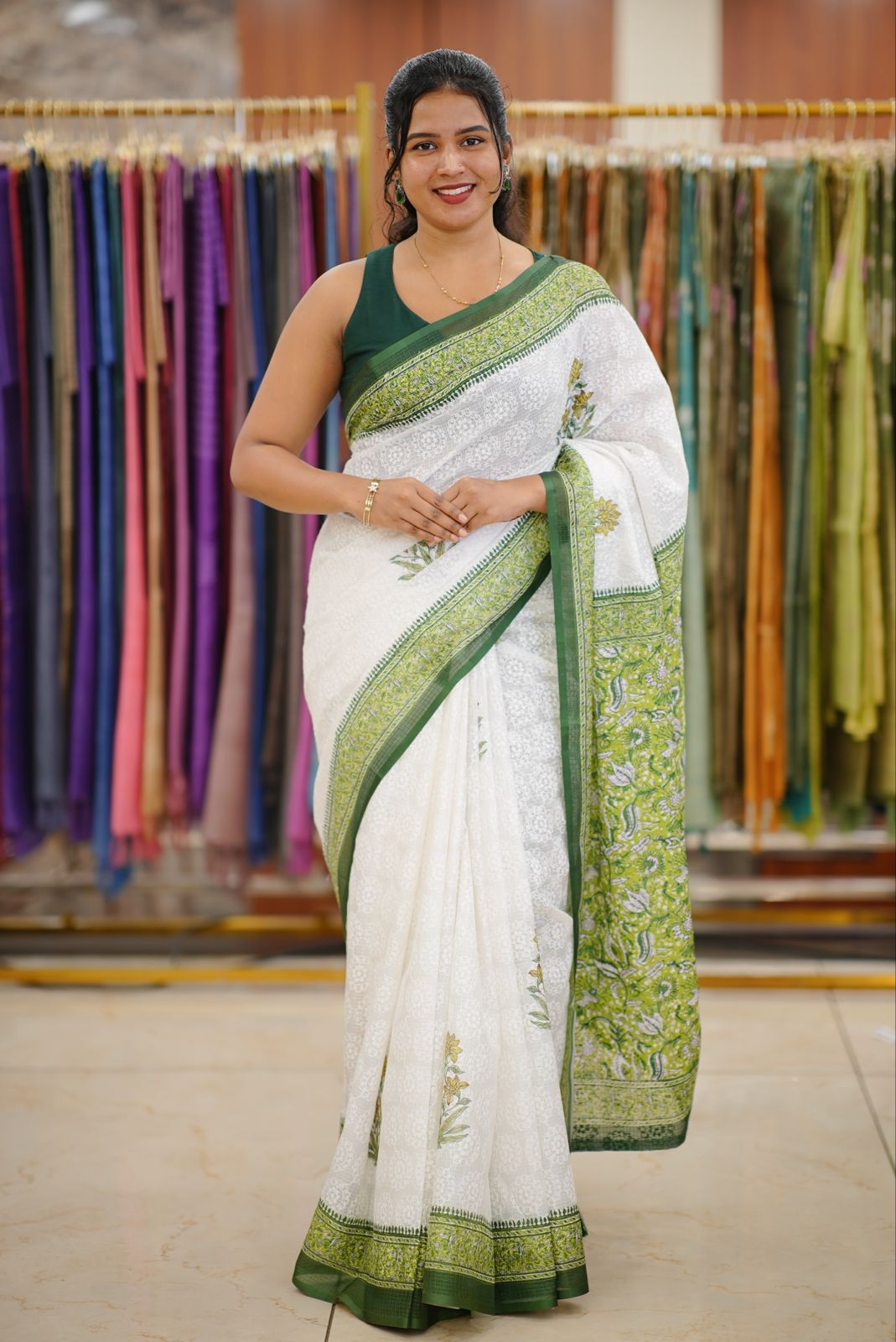 NET COTTA FULKARI SAREE M1695